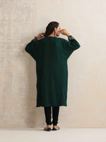 Thumbnail for trueBrowns Green Kashmiri Embroidered Woollen Phiran Kurta - Distacart