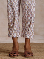 Thumbnail for trueBrowns White With Grey Buta Block Print Cotton Sleeveless Co-Ord Set - Distacart