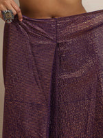 Thumbnail for trueBrowns Purple Gold Lurex Ready To Wear Saree