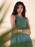 Thumbnail for trueBrowns Turquoise Cotton Dobby Sleeveless Kurta Pant Set - Distacart