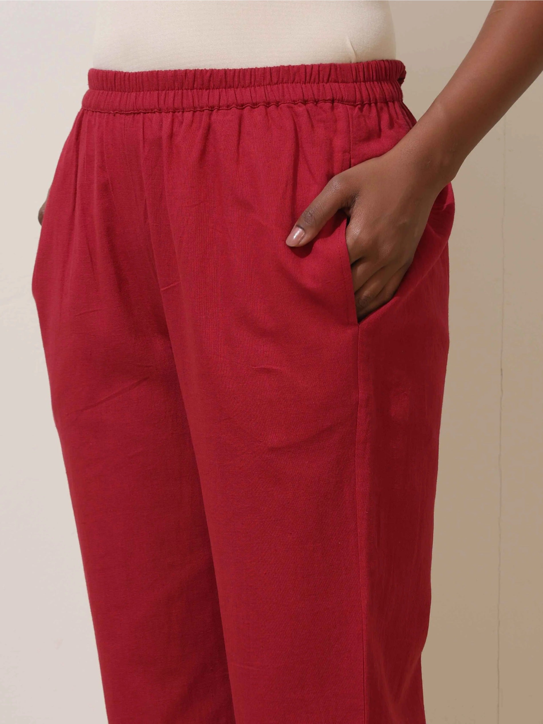 trueBrowns Maroon Cotton Linen Kurta Co-Ord Set - Distacart
