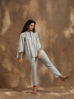 Thumbnail for trueBrowns Grey Lehariya Printed Silk Co-Ord Set - Distacart