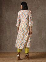 Thumbnail for trueBrowns Multicolour Lehariya Printed Silk Kurta Pant Set - Distacart