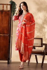 Thumbnail for BulBul Darshita Fuschia Rayon Kurta Set with Dupatta