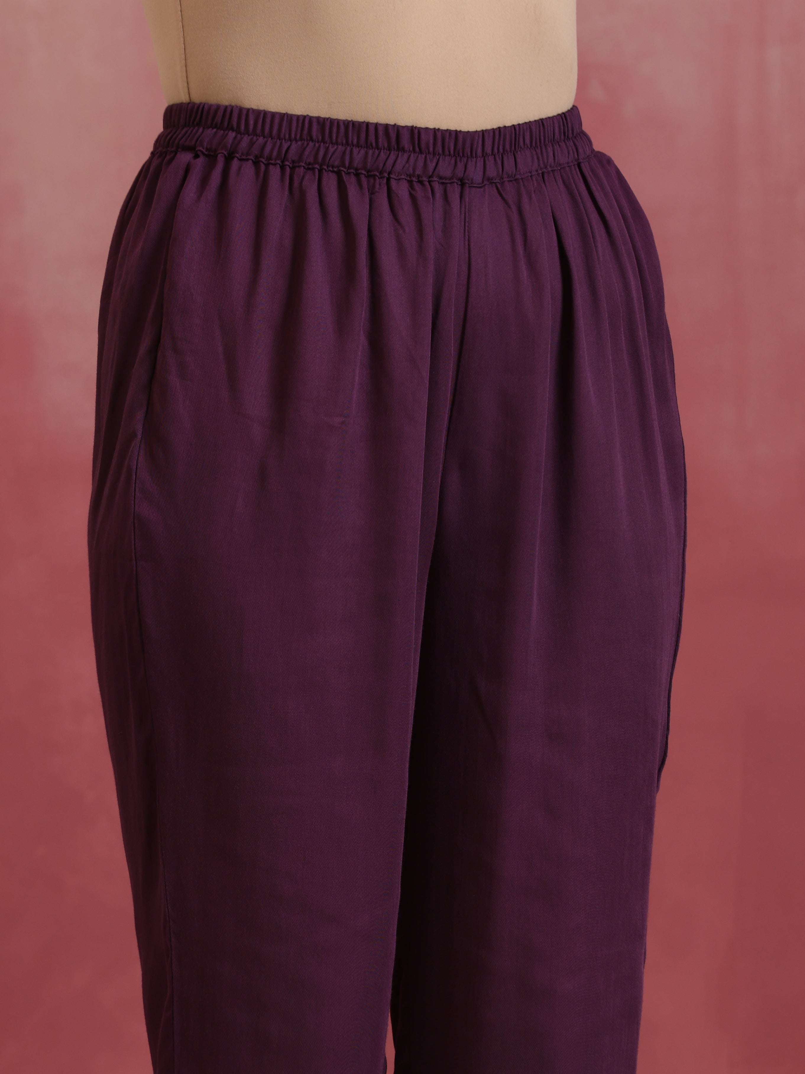 trueBrowns Maroon Modal Angrakha Kurta Set - Distacart