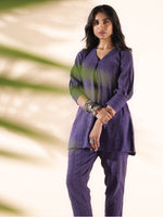 Thumbnail for trueBrowns Purple Cotton Dobby Co-ord Set - Distacart
