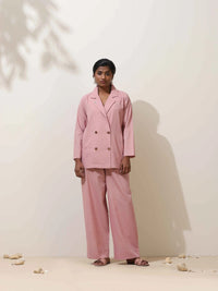 Thumbnail for trueBrowns Pink Cotton Linen Co-Ord Set