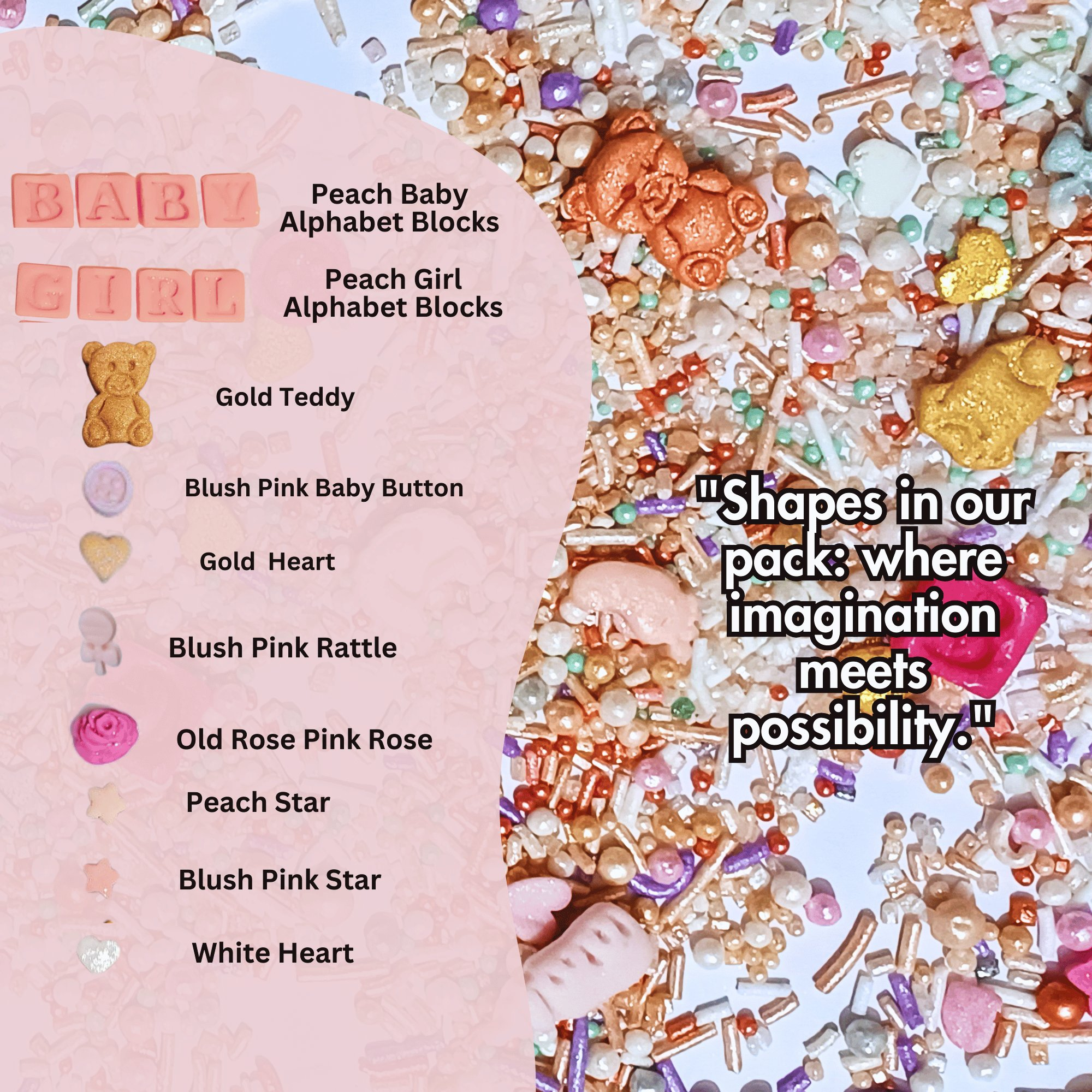 confect girls baby shower sprinkles edible sprinkles pack of 5 baby shower 23