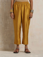 Thumbnail for trueBrowns Gold Orange Silk A-line Kurta Set - Distacart