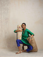 Thumbnail for trueBrowns Bright Green Silk Kurta Co-ord Set