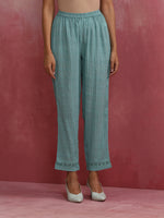 Thumbnail for trueBrowns Aqua Blue Cotton Dobby Angrakha Kurta Set - Distacart
