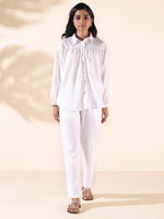 Thumbnail for trueBrowns White Cotton Shirt Co-ord Set - Distacart