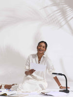 Thumbnail for trueBrowns White Cotton A-line Kurta Set