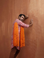 Thumbnail for trueBrowns Men's Beige Printed Front Open Kurta