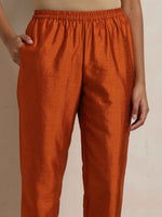 Thumbnail for trueBrowns Orange Silk Kurta Co-ord Set