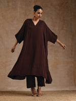 Thumbnail for trueBrowns Cola Brown Modal Satin Oversized Kurta Set - Distacart