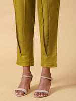 Thumbnail for trueBrowns Cotton Linen Lime Green Pleated Co-Ord Set - Distacart