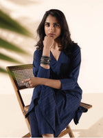 Thumbnail for trueBrowns Blue Cotton Dobby Kurta Pant Set - Distacart