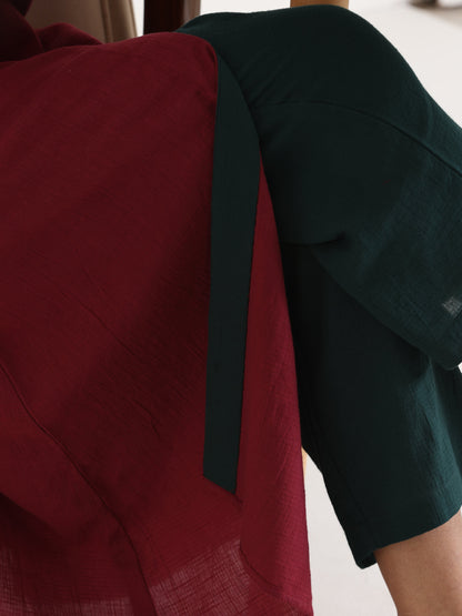 trueBrowns Maroon Placket Kurta Pant Set - Distacart
