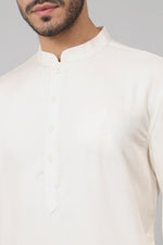 Thumbnail for Giza Cotton Off White Plain Kurta by Hilo Design