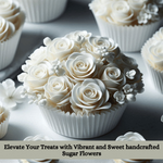 Thumbnail for sugar flowers for cake cupcake decoration white 120 gms