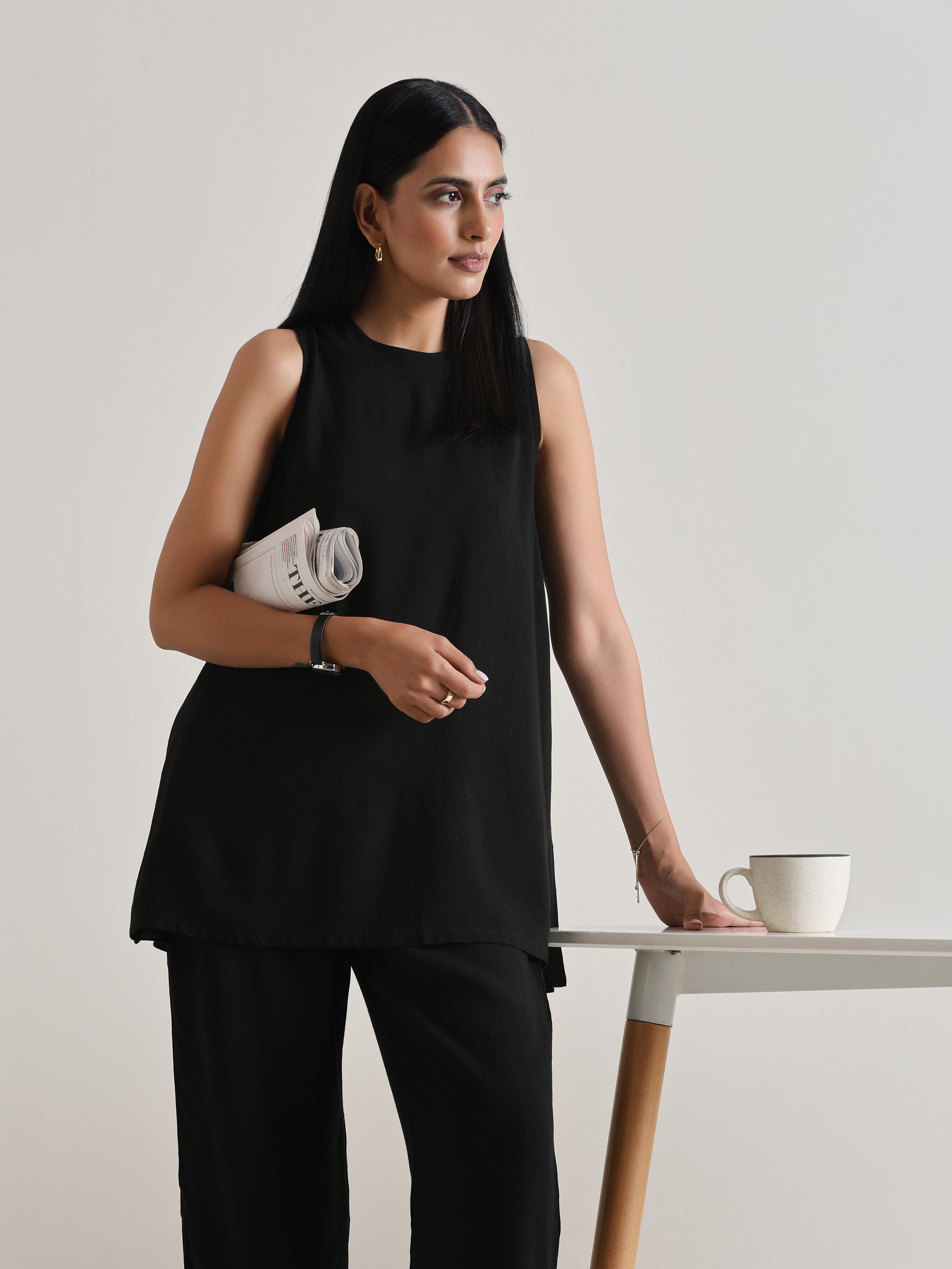trueBrowns Black Sleeveless Co-Ord Set - Distacart