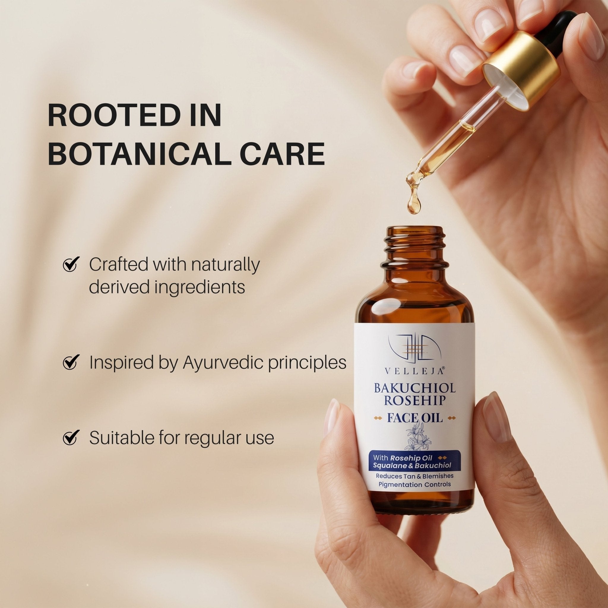 Velleja Bakuchiol Rosehip Face Oil with Squalane for Pigmentation & Dark Spots | Velleja - Dista