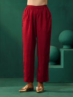 Thumbnail for trueBrowns Maroon Diamond Viscose Silk Relaxed Co-ord Set - Distacart