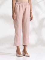 Thumbnail for trueBrowns Light Pink Slub Kurta Set