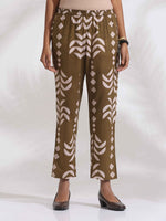 Thumbnail for trueBrowns Olive Green Cotton Stripe Print Shirt Kurta Set