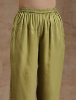 Thumbnail for trueBrowns Light Green Modal Satin Kaftan Kurta Set | Relove