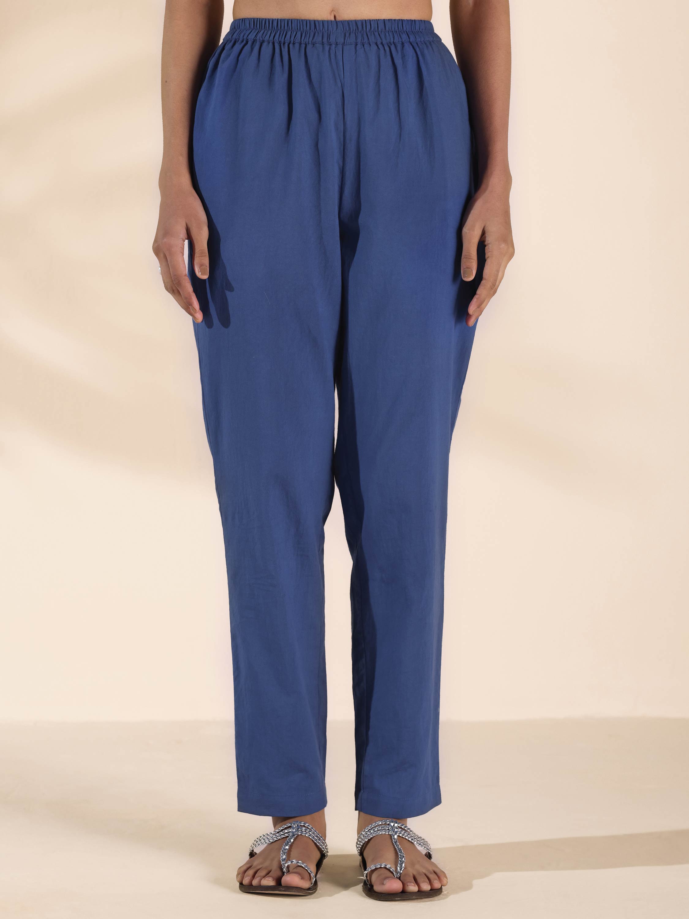 trueBrowns Blue Cotton Ikat Kaftan Co-ord Set - Distacart