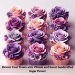 Thumbnail for confect sugar roses topper sugar roses for cake decorations cupcakes doughnut edible toppers ombre 4 pack of 12