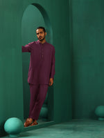 Thumbnail for trueBrowns Men's Purple Dobby Co-ord Set - Distacart