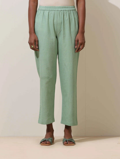 trueBrowns Mint Green Cotton Linen Kurta Co-Ord Set - Distacart