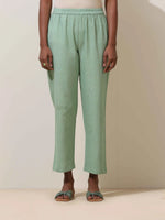 Thumbnail for trueBrowns Mint Green Cotton Linen Kurta Co-Ord Set