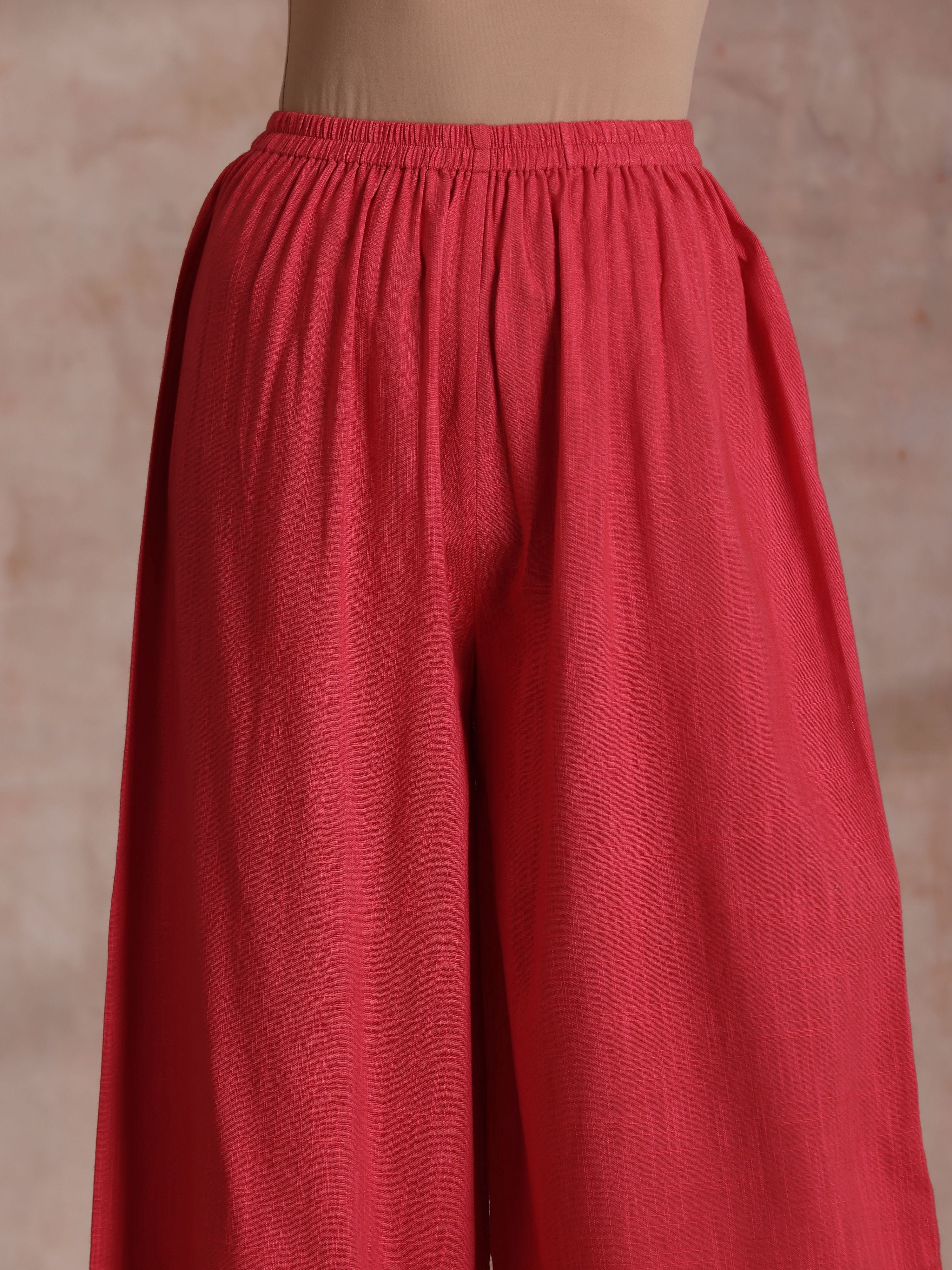 trueBrowns Pink Brown Overall Floral On White Block Print Cotton Slit Kurta Pant Set - Distacart