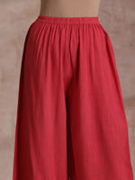 Thumbnail for trueBrowns Pink Brown Overall Floral On White Block Print Cotton Slit Kurta Pant Set - Distacart