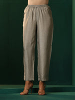 Thumbnail for trueBrowns Grey Silk Flared Co-ord Set - Distacart