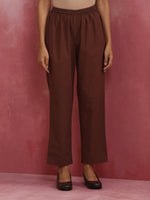 Thumbnail for trueBrowns Brown Cotton Dobby Kurta Co-ord set