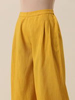 Thumbnail for trueBrowns Mustard Yellow Slub Texture Sleevesless Jacket Pant Set - Distacart