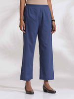 Thumbnail for trueBrowns Blue Cotton Print Pleated Kurta Set