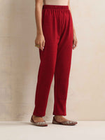 Thumbnail for trueBrowns Maroon Kashmiri Woollen Jacket 3pc Set