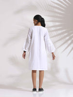 Thumbnail for trueBrowns White Cotton Schiffli Short Dress