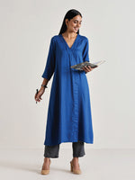 Thumbnail for trueBrowns Ink Blue Angrakha Kurta Set - Distacart