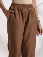 Thumbnail for trueBrowns Maroon Slub Highslit Kurta Set