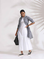 Thumbnail for trueBrowns White Cotton Schiffli Tier Dress - Distacart