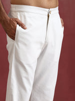 Thumbnail for trueBrowns Men's White Cotton Shirt Collar Stylized Kurta Co-ord set