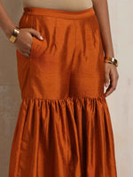 Thumbnail for trueBrowns Orange Silk Sharara Dupatta Set - Distacart