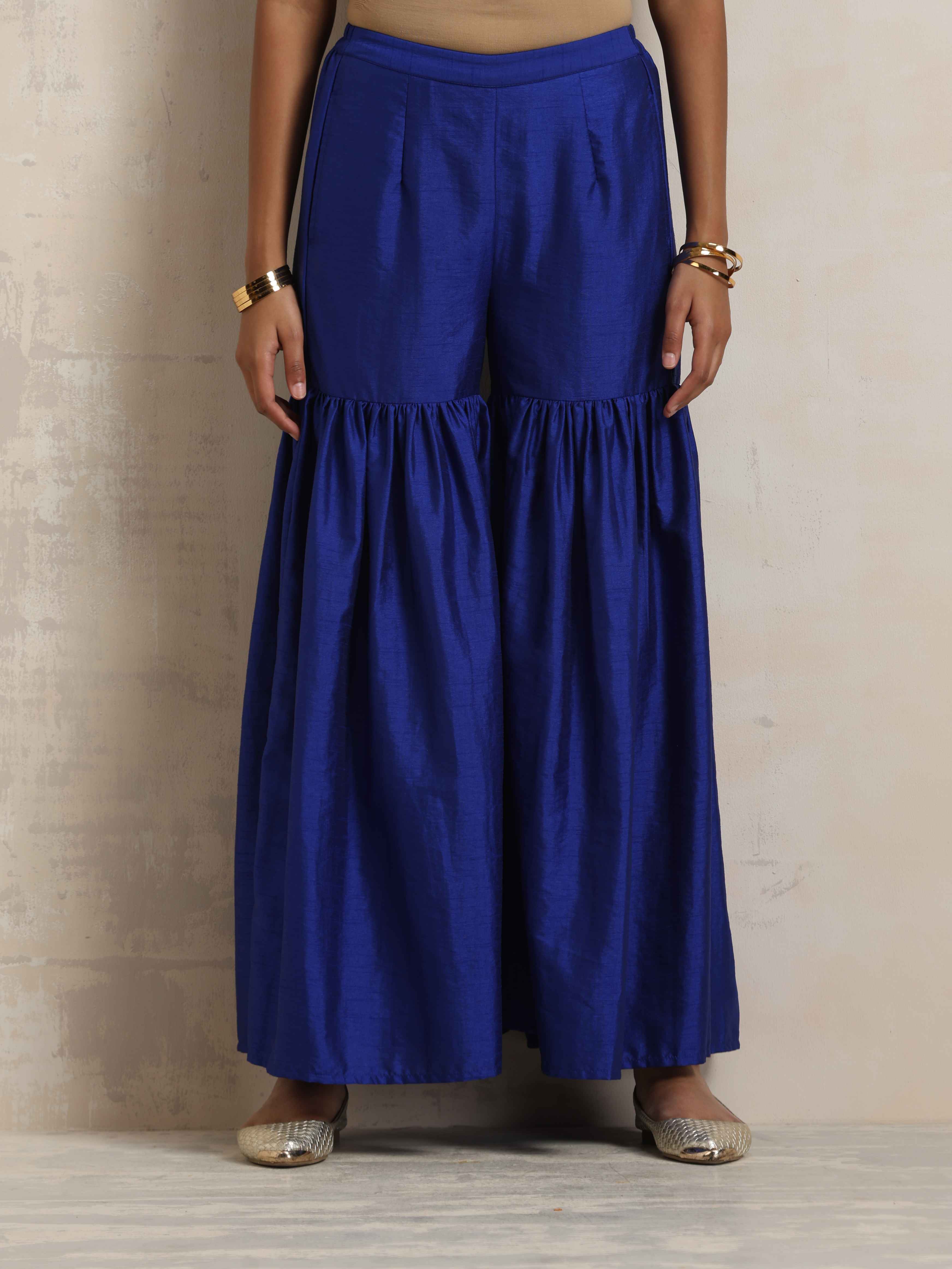 trueBrowns Electric Blue Sharara Dupatta Set - Distacart